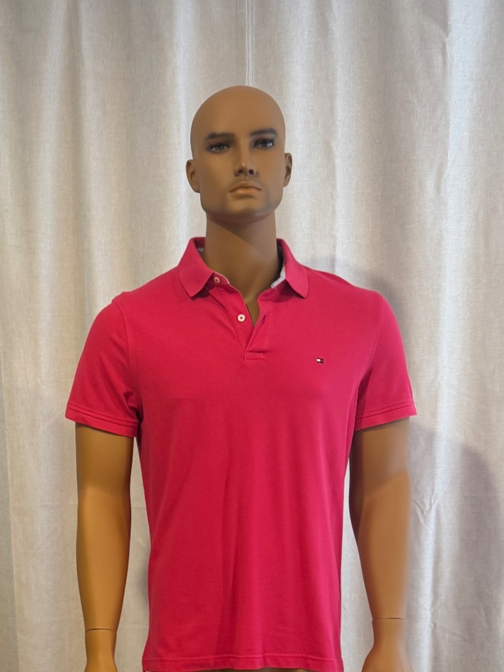 Tommy Hilfiger Men's Hot Pink Short Sleeve Slim Fit Polo Shirt Large